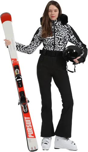 Vista 4 de GSOU SNOW Traje de esquí para mujer, traje de nieve de una pieza, para snowboard, delgado, aislante, impermeable, resistente al viento
