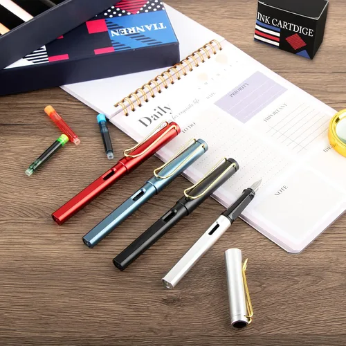 Vista 8 de Juego de plumas de caligrafía TIANREN, plumas estilográficas con 8 puntas reemplazables diferentes con 60 cartuchos de tinta (12 colores), juego