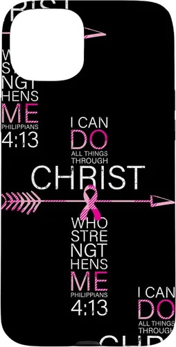 Vista 9 de Breast Cancer Phone Cases Women Philippians 4:13 Pink Cancer Case for iPhone 17
