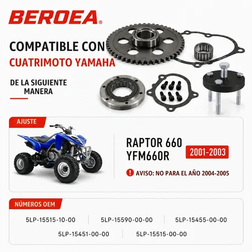 Vista 2 de Octopus Kit de embrague de arranque, rodamientos de una vía y junta para Yamaha Raptor 660 2001 2002 2003