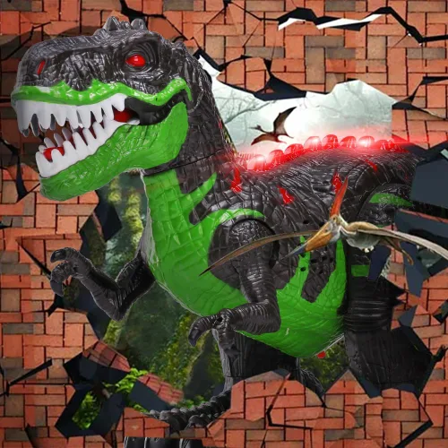 Vista 7 de Juguete de dinosaurio grande con control remoto para niños de 3, 4, 5, 6, 7, 8 años, tiranosaurio realista con niebla de agua, luz, rugiente, regalo