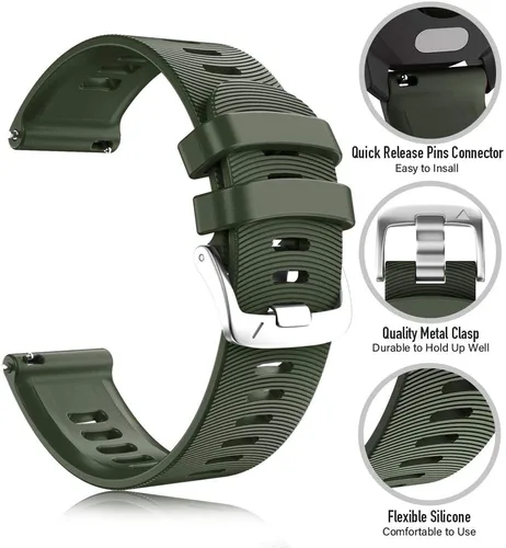 Vista 3 de ANCOOL Correa de reloj Garmin Forerunner 245/165/55/645, 0.78 pulgadas, silicona deportiva, compatible con Garmin Vivoactive 5/3/Venu 2 Plus/Sq 2