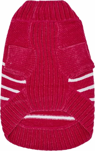 Vista 8 de Blueberry Pet - Suéter de chenilla suave y acogedor con rayas elegantes para perro en rosa intenso, longitud de espalda de 56 cm, paquete de 1 ropa