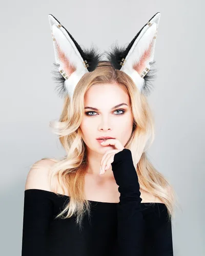 Vista 3 de BNLIDES Orejas de conejo hechas a mano para mujeres y hombres, disfraz de cosplay, accesorios de cabeza lindos para Halloween