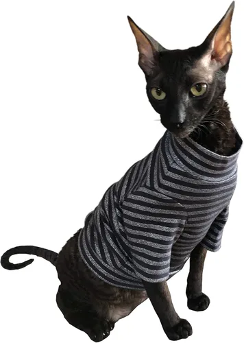 Vista 4 de Jersey de gato con manga larga y rayas grises claras, Gris
