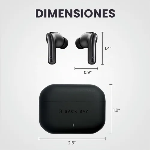 Vista 8 de Back Bay Audio Auriculares inalámbricos con cancelación de ruido, ANC Negro