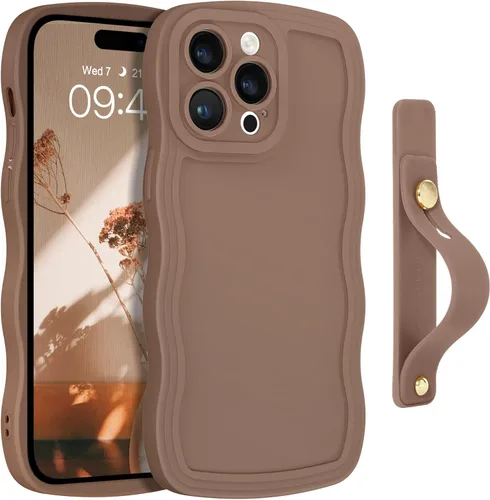 Vista 28 de GUAGUA Funda para iPhone SE 2022/2020, Funda para Teléfono iPhone 7/8 Diseño Lindo de Forma de Onda Rizada TPU Suave con Correa de Muñeca Soporte