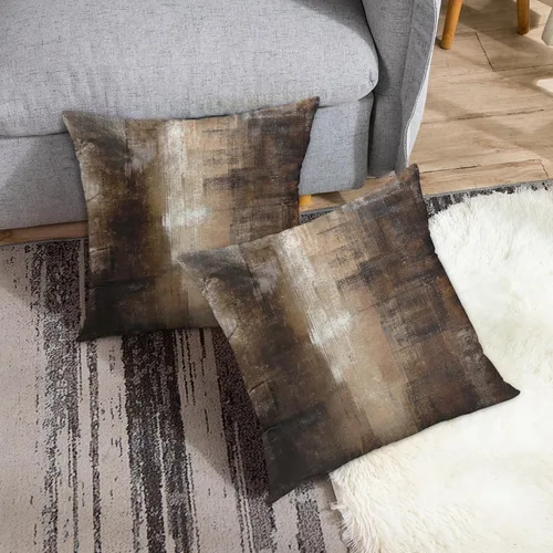 Vista 4 de Britimes Fundas de almohada modernas para decoración del hogar, 16 x 16 pulgadas, juego de 2 fundas de almohada de pintura al óleo abstracta