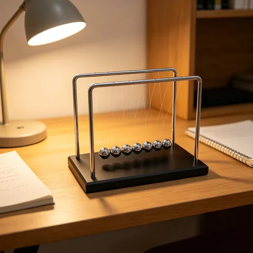 Vista 2 de QLKUNLA Newtons Cradle Balance Balls Science Physics Gadget Decoración de escritorio Juguete de movimiento cinético para el hogar y la oficina, 7