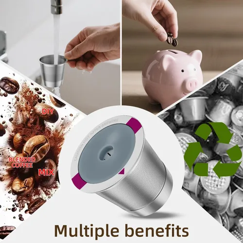 Vista 5 de 1 paquete de cápsulas de café K Cup reutilizables, filtros de café K Cup rellenables de acero inoxidable para cafeteras Keurig 1.0 y 2.0