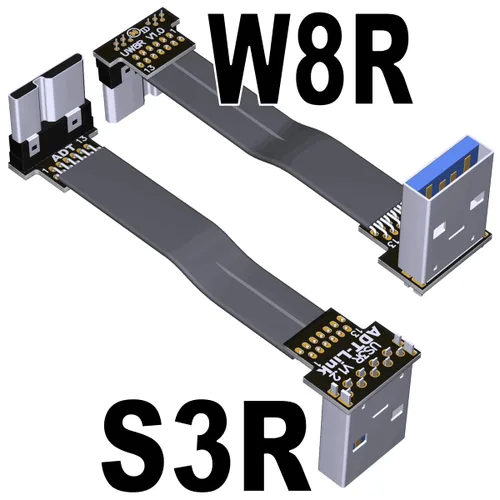 Vista 16 de ADT-Link USB 3.0 tipo A macho a Micro-B macho, cinta plana EMI blindaje FPC USB 3.0 Micro B conector de ángulo de 90 grados hacia abajo