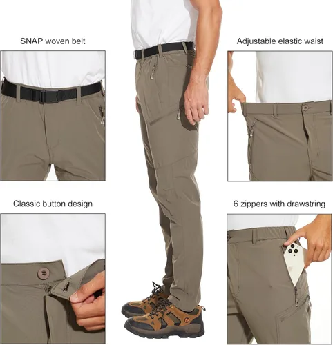 Vista 3 de Arunlluta Pantalones de senderismo para hombre, pantalones de viaje para senderismo, resistentes al agua, pantalones de trabajo para hombre