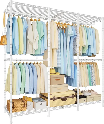 Vista 9 de ULIFHOME E14 Max - Perchero de ropa resistente, percheros independientes para colgar ropa, organizadores de armario ajustables y almacenamiento