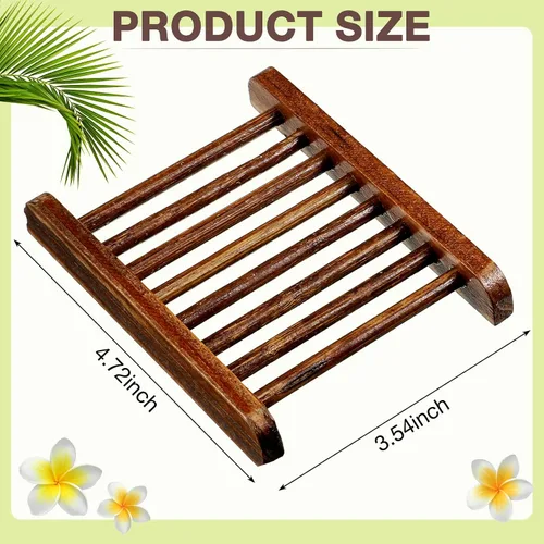 Vista 2 de Honeydak 30 piezas de jabonera de madera de bambú, bandeja de jabón de madera, estuche de esponja de madera para baño, hecho a mano, accesorios