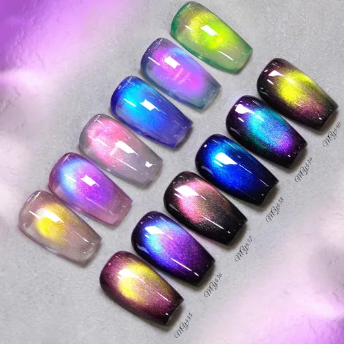 Vista 27 de Born Pretty - Esmalte de uñas de gel magnético 9D con purpurina reflectante, esmalte de gel holográfico de color gato magnético, juego de 7ml, 6