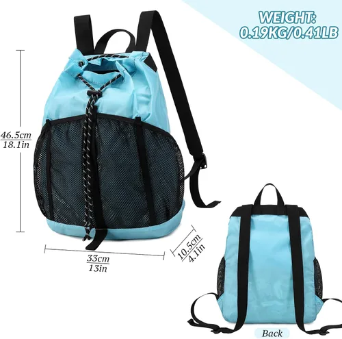 Vista 2 de Lohol Mochila de malla con cordón con bolsa de zapatos, saco de cuerda de natación duradero con asa para deportes, gimnasio, yoga, playa, viajes