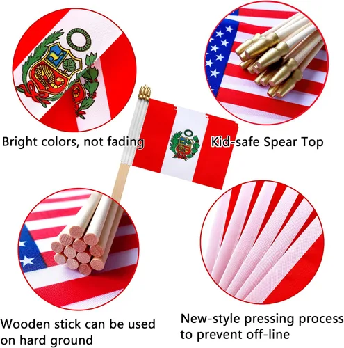 Vista 4 de TSMD Mini banderas de mano con bandera peruana, 5 x 8 pulgadas, paquete de 12