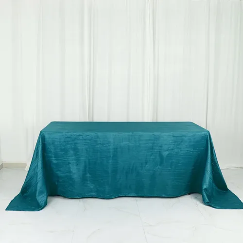 Vista 35 de Tableclothsfactory Mantel rectangular de tafetán arrugado de acordeón azul polvoriento, de 60 x 102 pulgadas, perfecto para ceremonias de boda