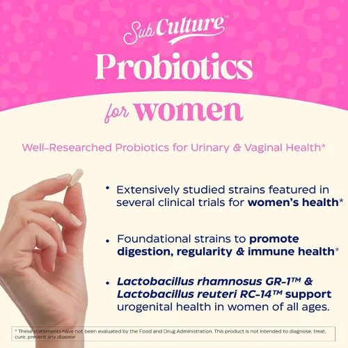 Vista 2 de Enzymedica SubCulture - Probióticos para mujeres, 50 mil millones de UFC, para la salud vaginal y urinaria, apoyo inmune y digestivo, 30 cápsulas