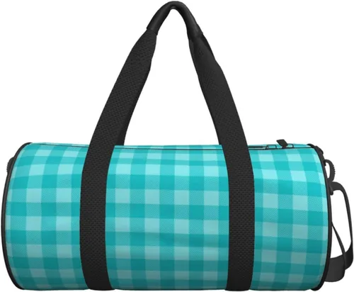 Vista 7 de Large Duffle Bag for Travel - Retro Green Plaid Print Gym Bag for Women Men, Travel Foldable Bags for Women Men with Zippered Multiple Pockets