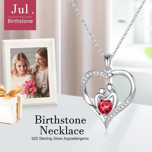 Vista 5 de Regalos para mamá e hija, collares de piedra de nacimiento, plata de ley 925, joyería para mujeres, regalos del día de la madre, regalos para mamá