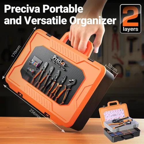 Vista 7 de Preciva Kit de herramientas de prensado de virola con pelacables, crimpadora hexagonal AWG 28-5 (0.08-16mm²) Terminales de virola de trinquete