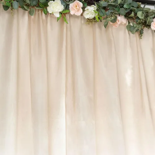 Vista 4 de Balsa Circle Cortina de satén beige de 8 x 10 pies, panel de fondo de fotografía de boda, fiesta, eventos, recepción, cabina de fotos, suministros