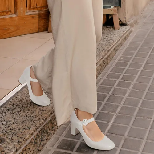 Vista 4 de IDIFU - Vestido de caramelo para mujer, zapatos Mary Jane, tacones de bloque bajo, punta redonda cerrada, oficina, trabajo, iglesia, boda, zapatos