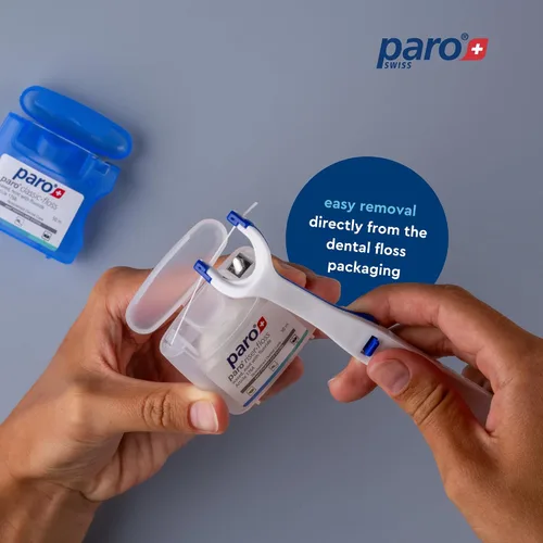 Vista 5 de Paro Soporte para hilo dental, el mango de hilo dental reutilizable de agarre perfecto para limpieza oral, recargable y fácil de limpiar, funciona