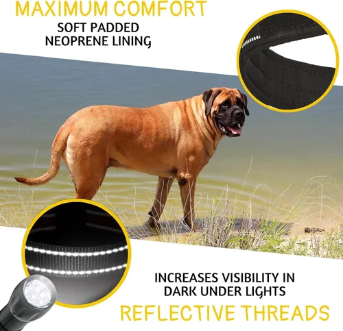 Vista 5 de ADITYNA - Collar de perro resistente con asa, XXL, cuello ajustable de 30 a 36 pulgadas Diseñado exclusivamente para razas de perros enormes como