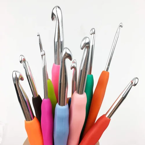 Vista 5 de Mdoker Ganchos de ganchillo extralargos, agarre ergonómico, mango suave para ganchillo hecho a mano, agujas de ganchillo para manos artríticas