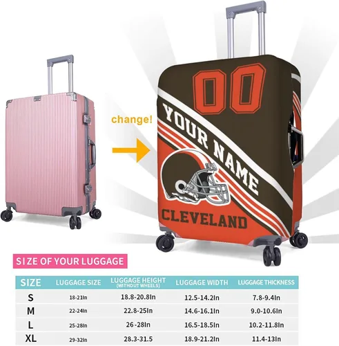 Vista 2 de Funda de equipaje personalizada, funda de maleta personalizada, diseña tu nombre y número, protector de equipaje elástico lavable, Cleveland