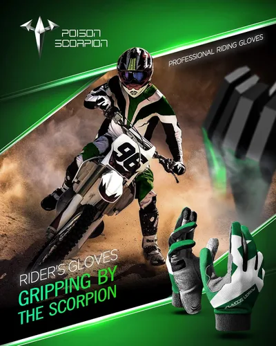 Vista 7 de POISON SCORPION Motocicleta Motocross Dirt Bike Guantes para hombres y mujeres
