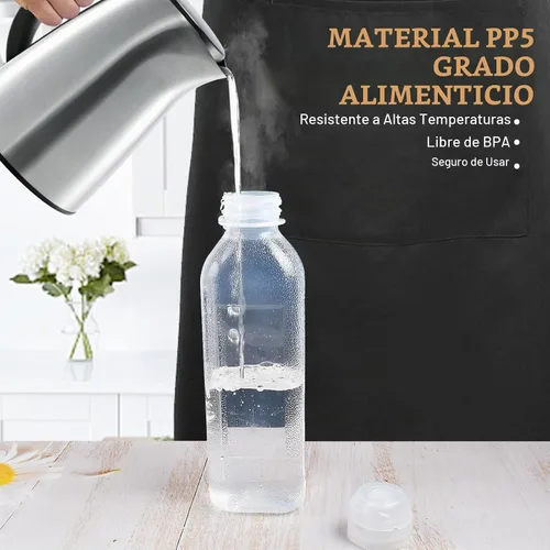 Vista 5 de Supkiir Botellas exprimibles de condimentos de 16 onzas con tapa superior, 5 botellas transparentes para salsa picante para condimentos, aceite