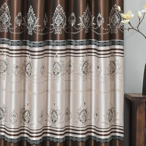 Vista 7 de GOHD Harmony Horizon. Panel de cortina jacquard con cenefa de lujo adjunta. Juego de 2 piezas. Cada pieza de 54 pulgadas de ancho x 90 pulgadas