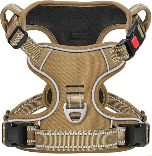 Vista 21 de Timos Arnés para perro de tamaño pequeño, arnés sin tirones para mascotas con cuello a presión bloqueable, chaleco reflectante para perro, sin