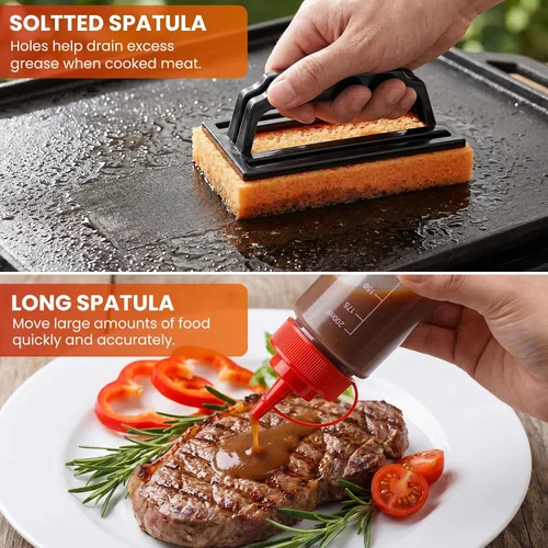 Vista 7 de Kit de accesorios para plancha, juego de 144 piezas de herramientas para plancha y parrilla para Blackstone y Camp Chef, juego profesional