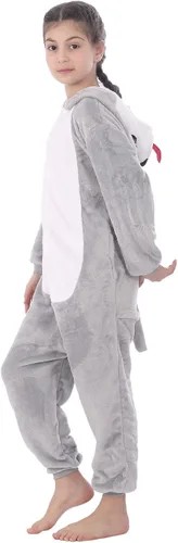 Vista 7 de WOYASIM Pijama de animal para niños, disfraz de una pieza, ropa de dormir, Halloween, Pascua, cosplay para niñas y niños