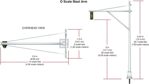 Vista 3 de Woodland SCENICS MAST ARM Semáforo de tráfico paquete de 4 calibres O