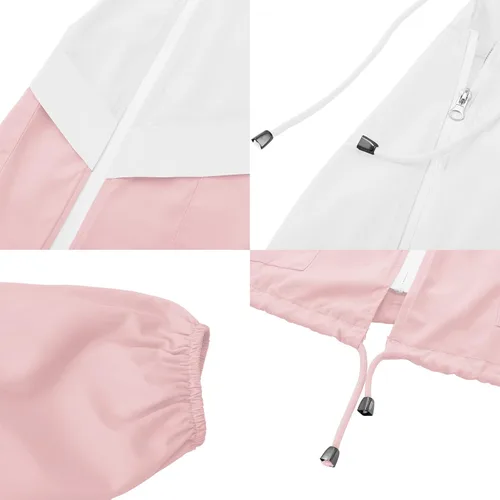 Vista 3 de Chaqueta casual para mujer, impermeable, ligera, con capucha, rompevientos, con bolsillos