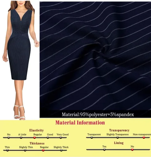 Vista 6 de VFSHOW Elegante vestido ajustado con cuello en V y cremallera frontal para mujer, ajustado, para trabajo, negocios, oficina, vestido tipo tubo