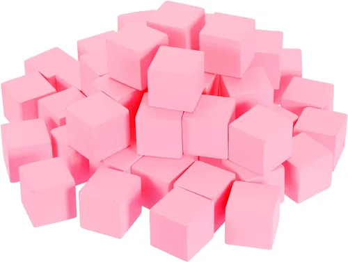 Vista 11 de uxcell 80 bloques de madera para manualidades, cubo de madera sin terminar de 0.8 pulgadas, bloque cuadrado de madera maciza en blanco para Rosa