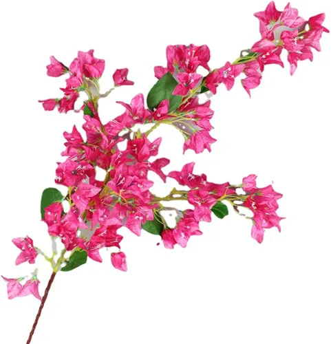 Vista 8 de Flores de rosas artificiales, 47.2 pulgadas, flores artificiales de seda de buganvilla, ramas de árbol, guirnaldas de flores de seda de buganvilla