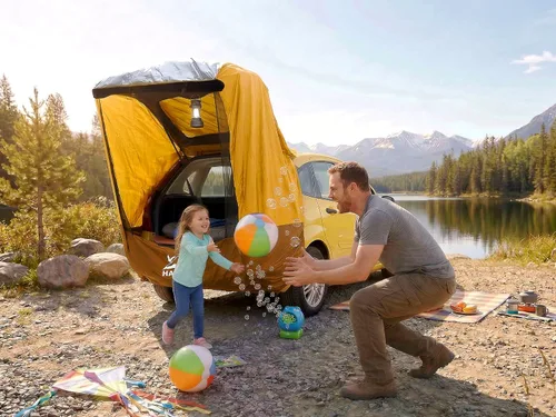Vista 3 de Tienda de Campamento HASIKA para 2 Personas, Protección Solar, Protección de Privacidad, Fácil de Instalar en 120 Segundos, Impermeable 3000MM, UPF
