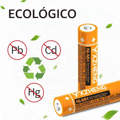 Vista 6 de Batería AAA 8PCS 1.2V 550mAh recargable NI-MH HHR-55AAABU compatible con teléfonos inalámbricos Panasonic DECT 6.0 Reciclable más de 2000 veces