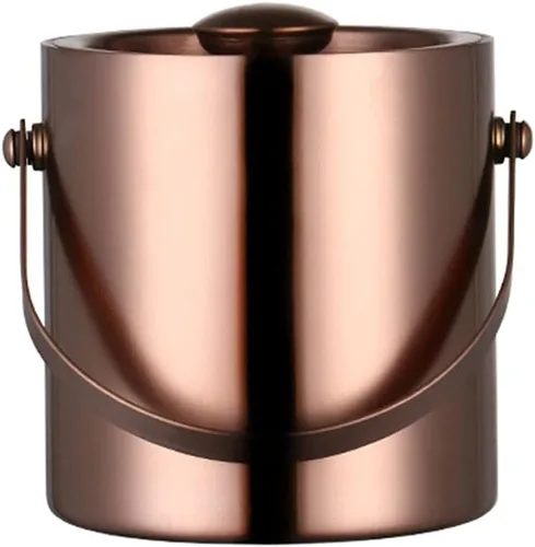 Vista 2 de Cubo de hielo – Cubo de aislamiento térmico doble de 3L, barra nórdica y KTV para cerveza y vino y cóctel y champán con tapa, champán/dorado/plata