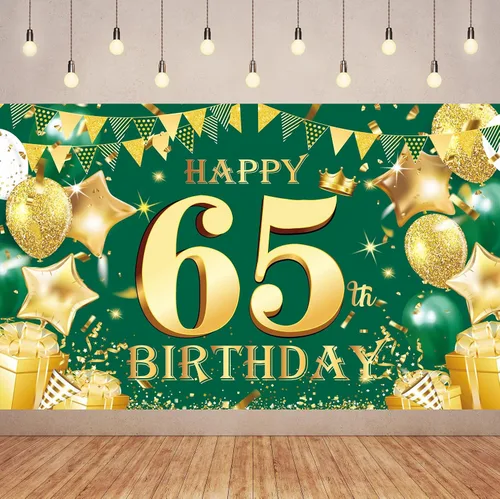 Vista 3 de Cartel de feliz cumpleaños número 100 de oro verde, 3.6 x 6 pies, montaje en pared, fiesta, cumpleaños Oro verde 100