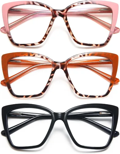 Vista 10 de EYEURL Oversized Cat Eye Reading Glasses for Women Blue Light Computer Readers Spring Hinge Fashion Large Eyewear