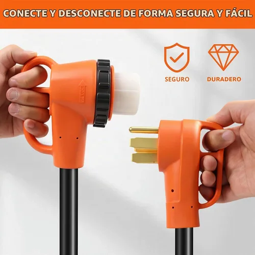 Vista 7 de Cable de extensión para RV de 50 amperios de 30 pies, cable de alimentación para RV resistente 6/3+8/1 SJTW AWG con mango de agarre y bloqueo