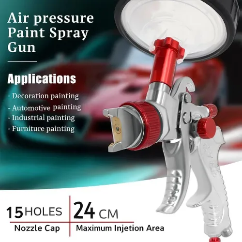 Vista 3 de HVLP - Kit de pistola pulverizadora con 4 boquillas (1.4/1.7/2.0/0.098 in), 10 vasos de pintura desechables de 20.3 fl oz y regulador de presión